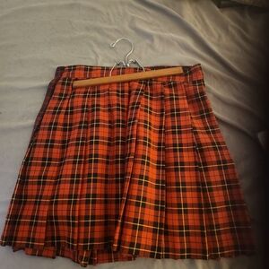 Plaid Orange and Black Women's Skirt